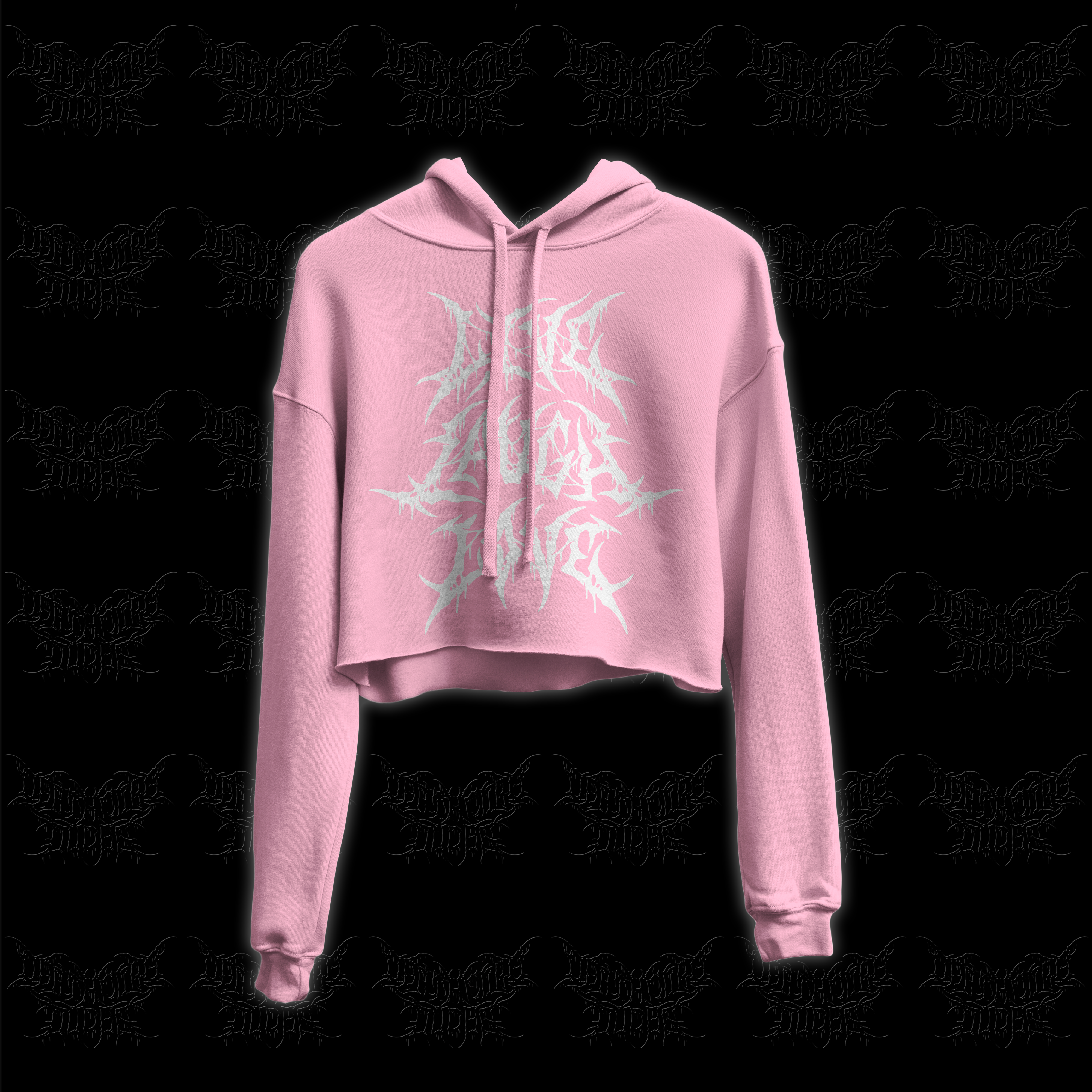 LIVE LAUGH LOVE Cropped Hoodie (Pink Variant) – Deathcore Dudes