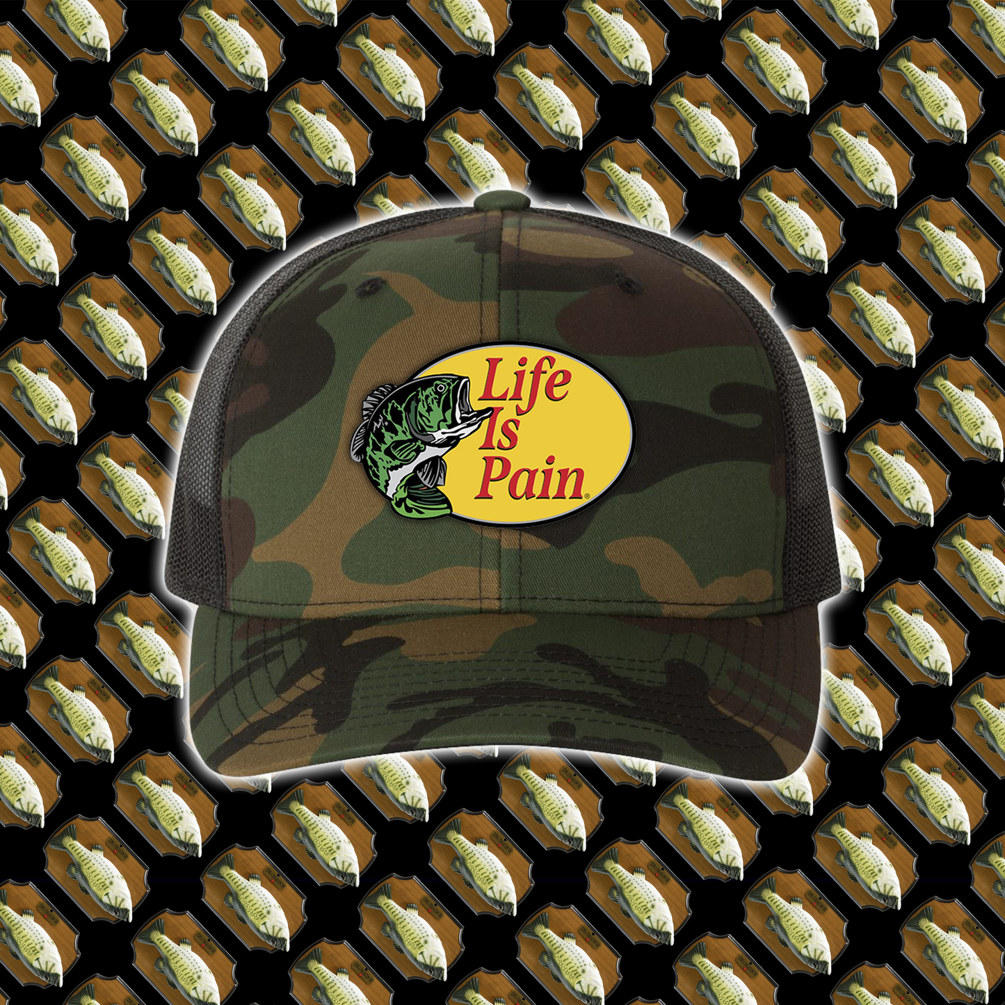 LIFE IS PAIN Embroidered Trucker Hat (Camo Variant) /12