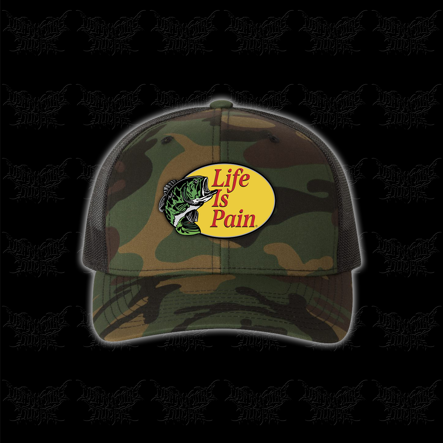 LIFE IS PAIN Embroidered Trucker Hat (Camo Variant) /12
